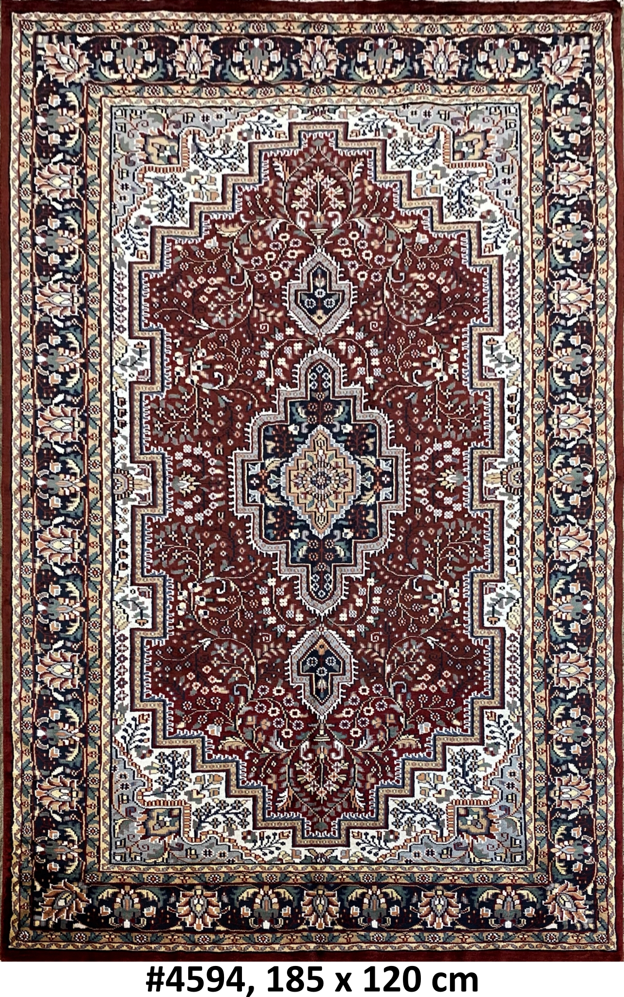 Code 4594 India Persian Kerman Carpet 185x120cm Hand knotted