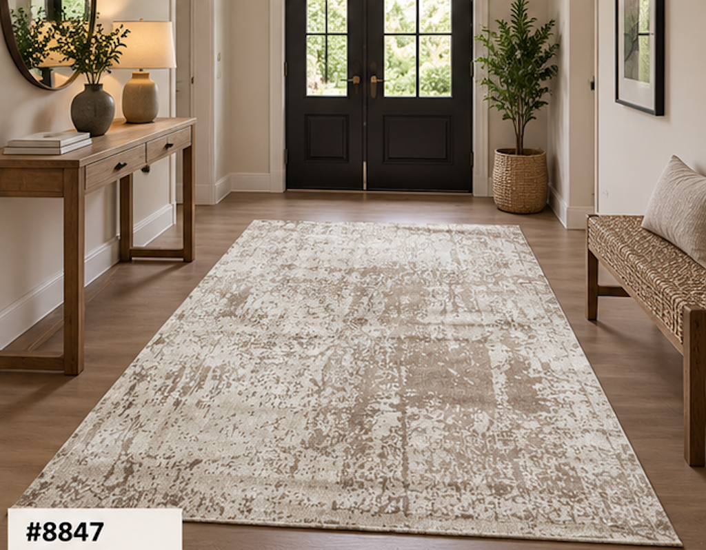 Code 8847 Modern Abstract Distressed Rug 170x120cm Hand Loom Woven - Image 2