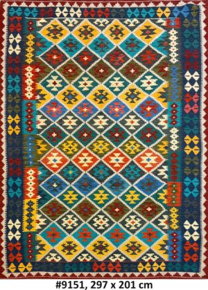 Code 9151 Afghan Maimanah Kilim 297x201cm Flat Weave Kilim