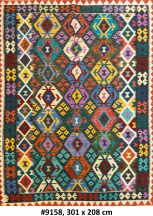 Code 9158 Afghan Maimanah Kilim 301x208cm Flat Weave Kilim