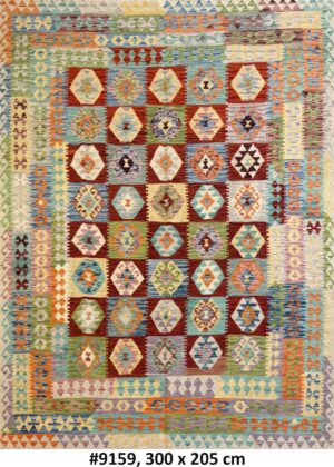 Code 9159 Afghan Maimanah Kilim 300x205cm Flat Weave Kilim