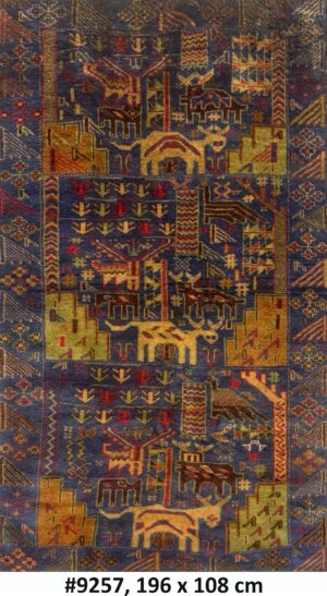 Code 9257 Afghan Baluchi Tribal Rug 196x108cm Hand knotted