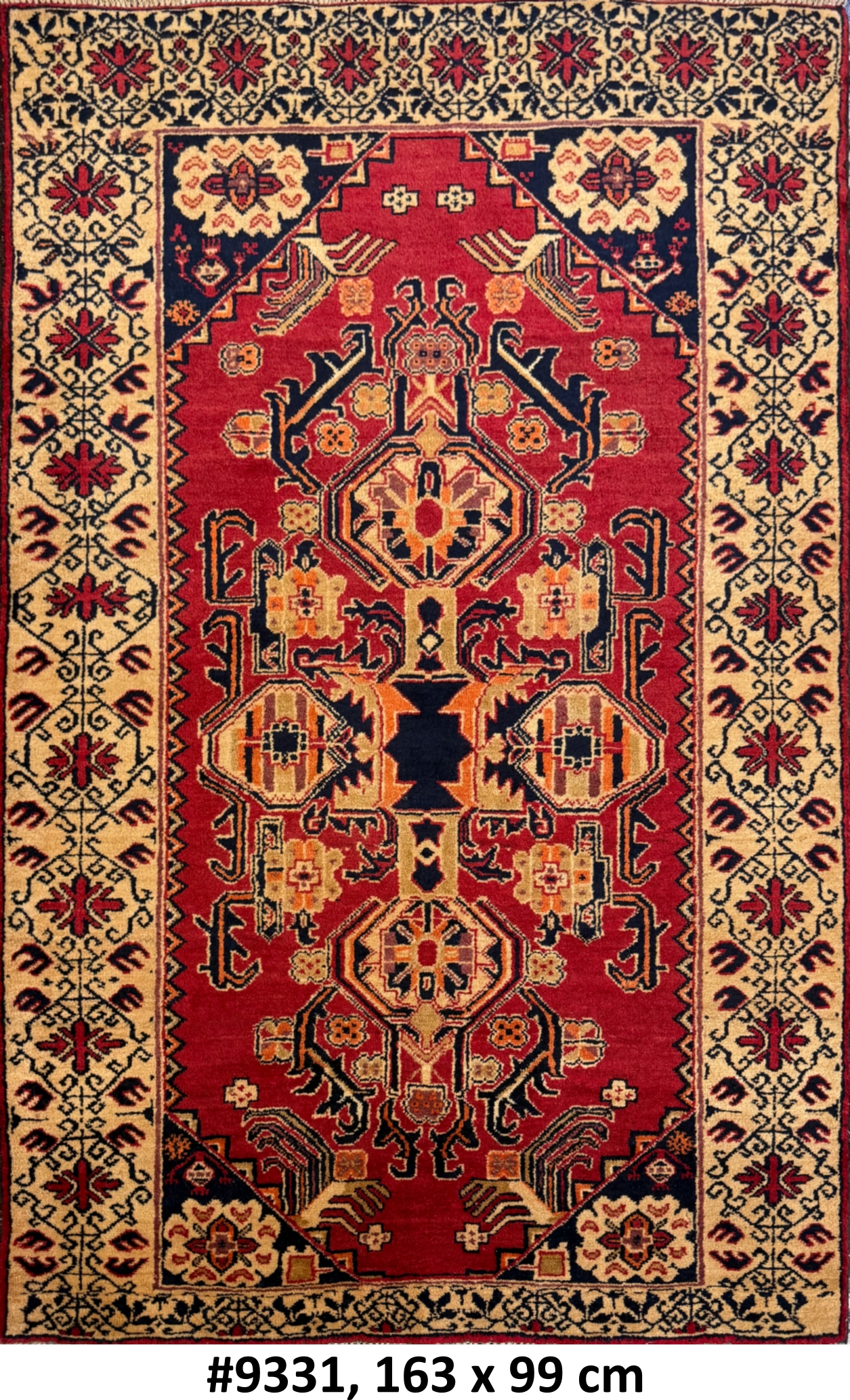 Code 9331 Persian Tribal Vintage Quchan Rug 163x99cm Hand knotted