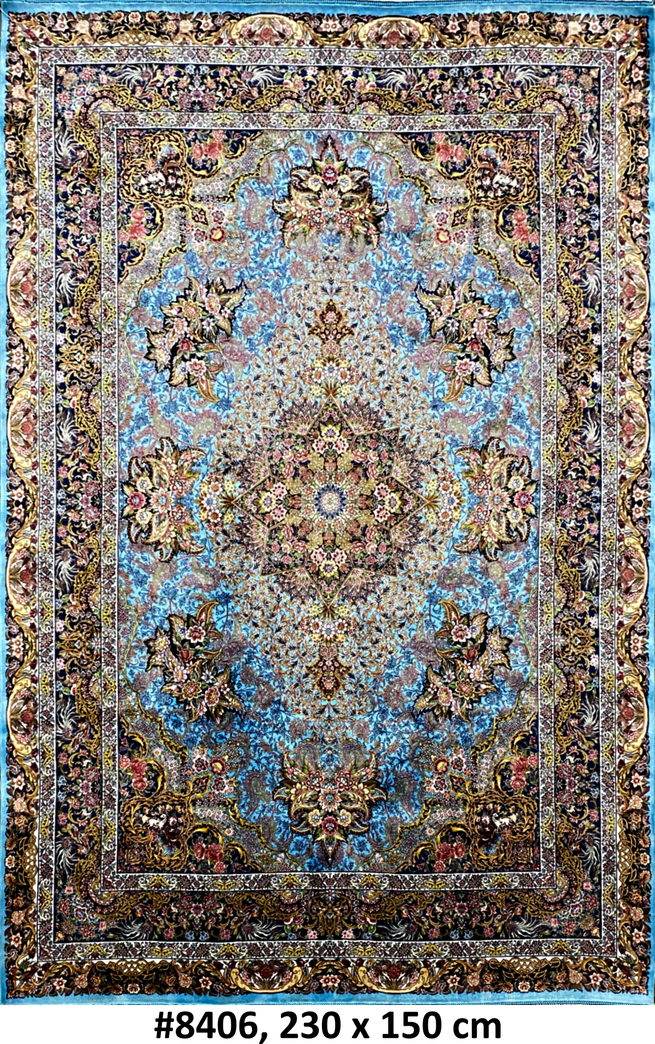 Code 8406 Persian Isfahan Silk 230x150cm Machine Made Power Loom